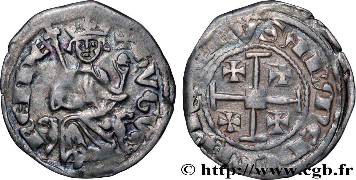 CHYPRE - ROYAUME DE CHYPRE - HUGUES IV DE LUSIGNAN Demi-gros n.d. Nicosie ou Famagouste TTB 