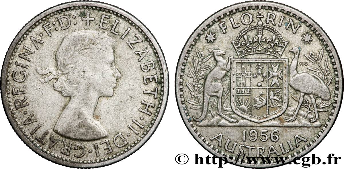 AUSTRALIEN 1 Florin Elisabeth II 1956 Melbourne SS 