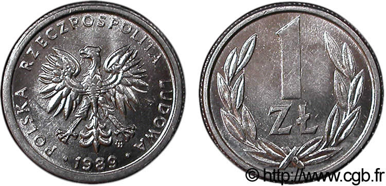 POLAND 1 Zloty aigle 1989 Varsovie MS 