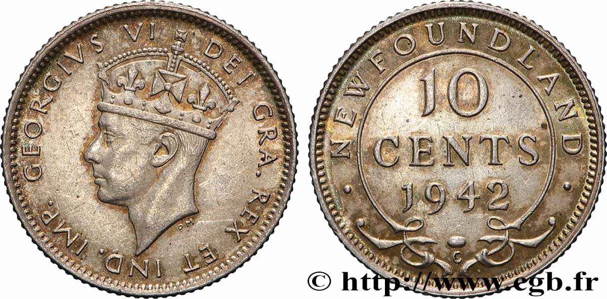 TERRE-NEUVE 10 Cents Georges VI 1942 Ottawa SUP 
