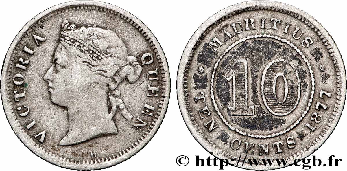 ÎLE MAURICE 10 Cents Victoria 1887  TB+ 