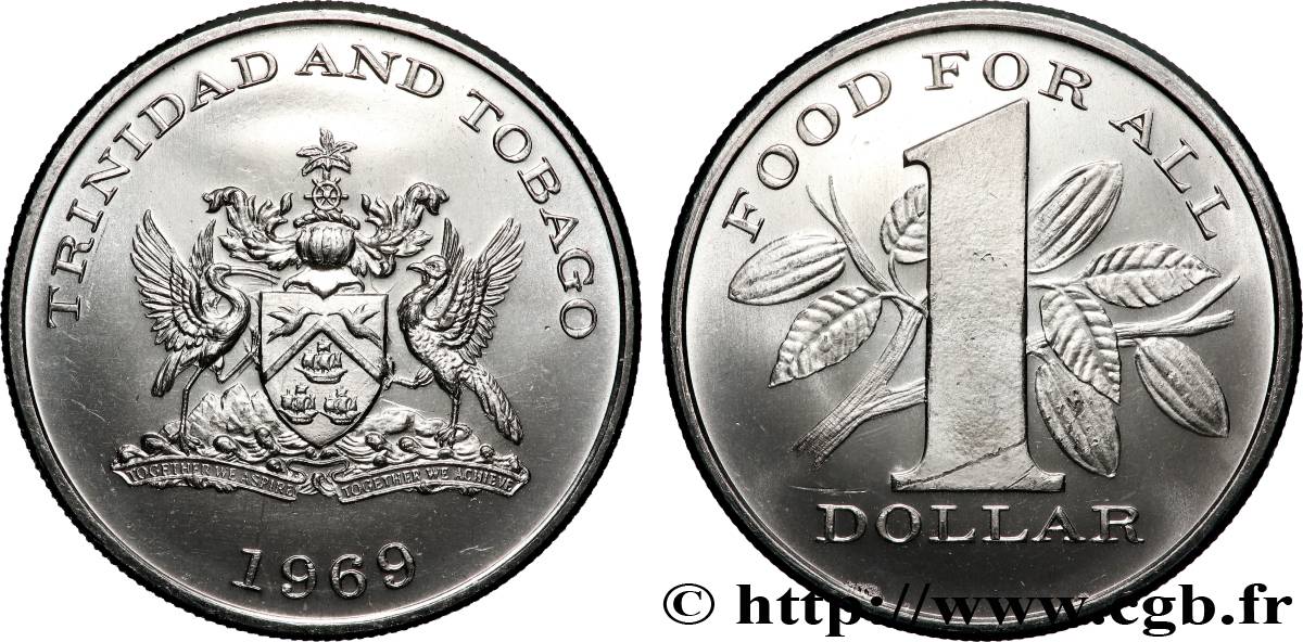 TRINIDAD et TOBAGO 1 Dollar emblème sérié FAO 1969  SPL 