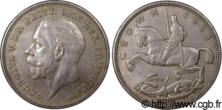 UNITED KINGDOM 1 Crown Georges V / St Georges terrassant le dragon 1935  XF 