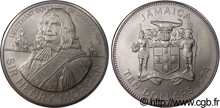 JAMAICA 10 Dollars Sir Henry Morgan 1974  MS 