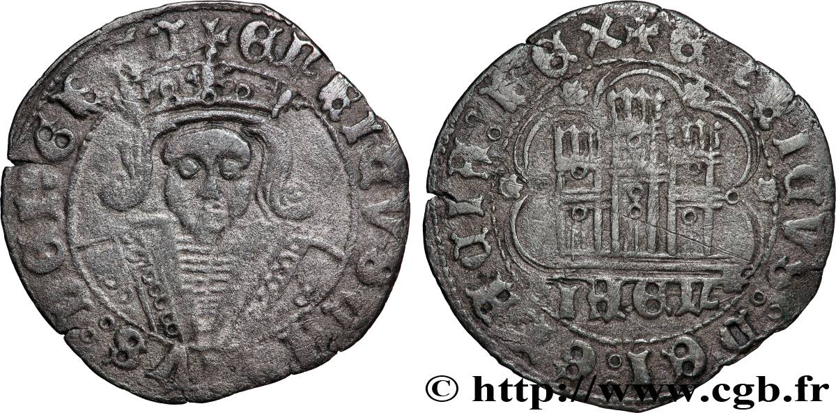 ESPAGNE - ROYAUMES DE CASTILLE ET LÉON - HENRI IV Cuartillo N.D. (1454-1474) Jaen TB 