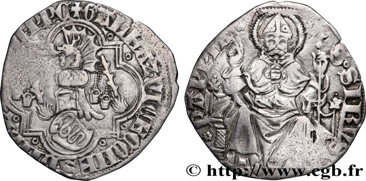 ITALIE - LOMBARDIE - PAVIE - GALÉAS II VISCONTI Pegione ou Grosso de 1 1/2 Soldi N.D. Pavie TB+ 