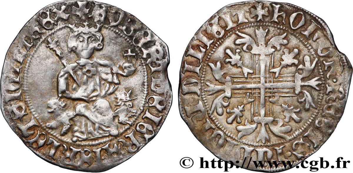 ITALIE - ROYAUME DE NAPLES - ROBERT D&nbsp;ANJOU Gigliato (Gillat) ou Carlin d&nbsp;argent N.D. Naples TB+ 