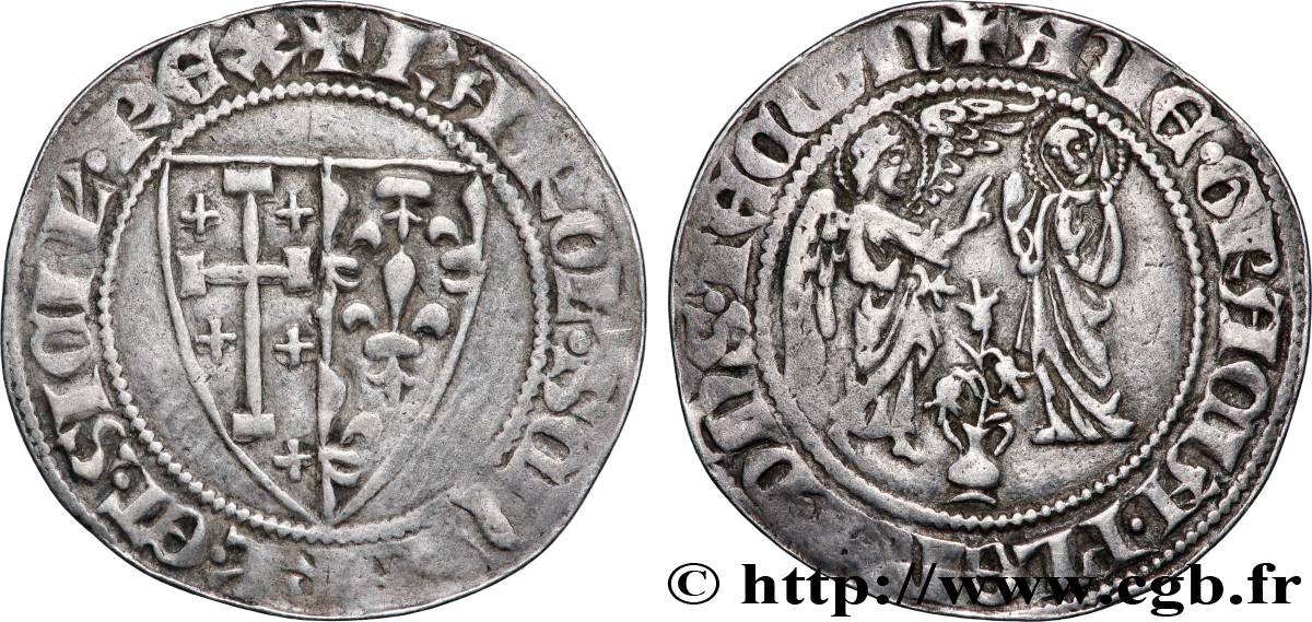 ITALIE - ROYAUME DE NAPLES - CHARLES II D&nbsp;ANJOU Salut d&nbsp;argent n.d. Naples TB+ 