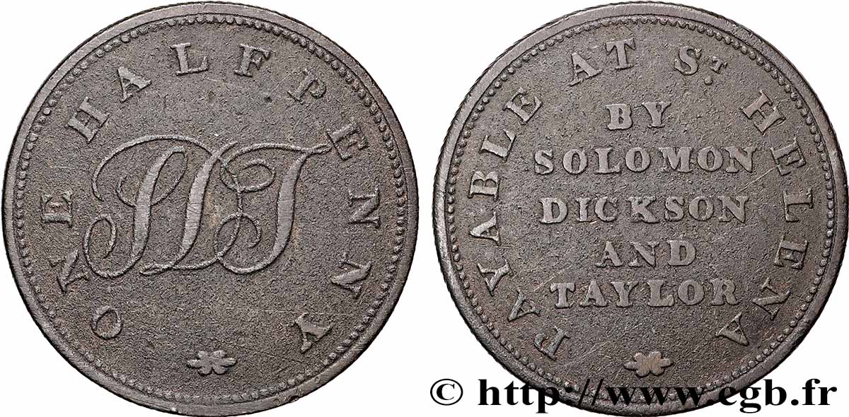 SAINTE HÉLÈNE ET ASCENSION 1/2 Penny 1821  TB+ 