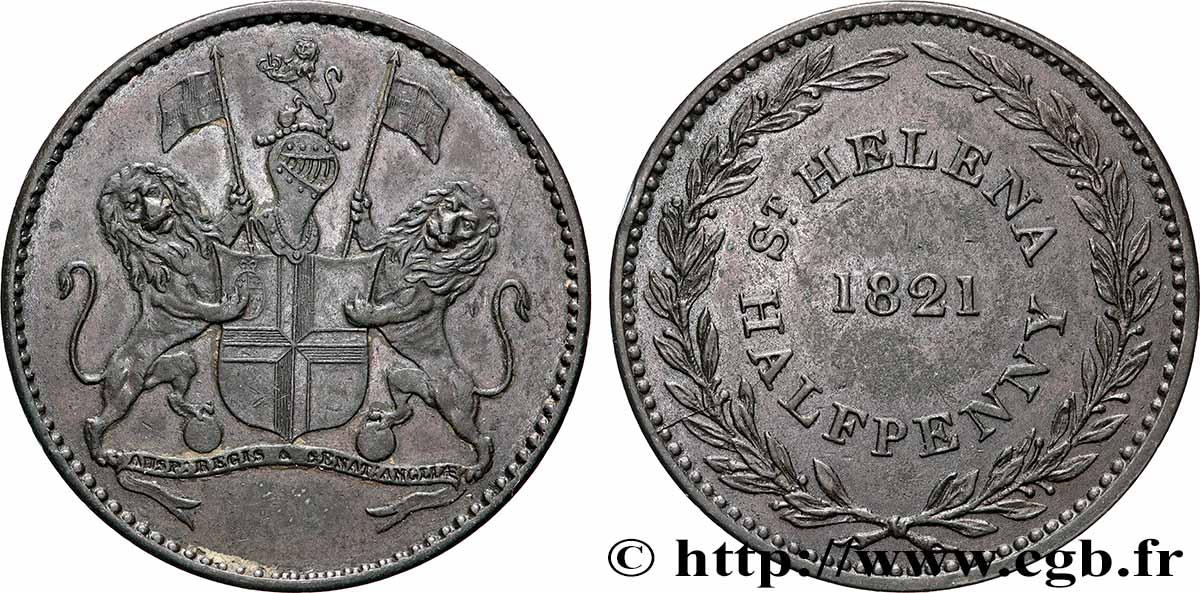 SAINTE HÉLÈNE 1/2 Penny 1821  TTB+ 