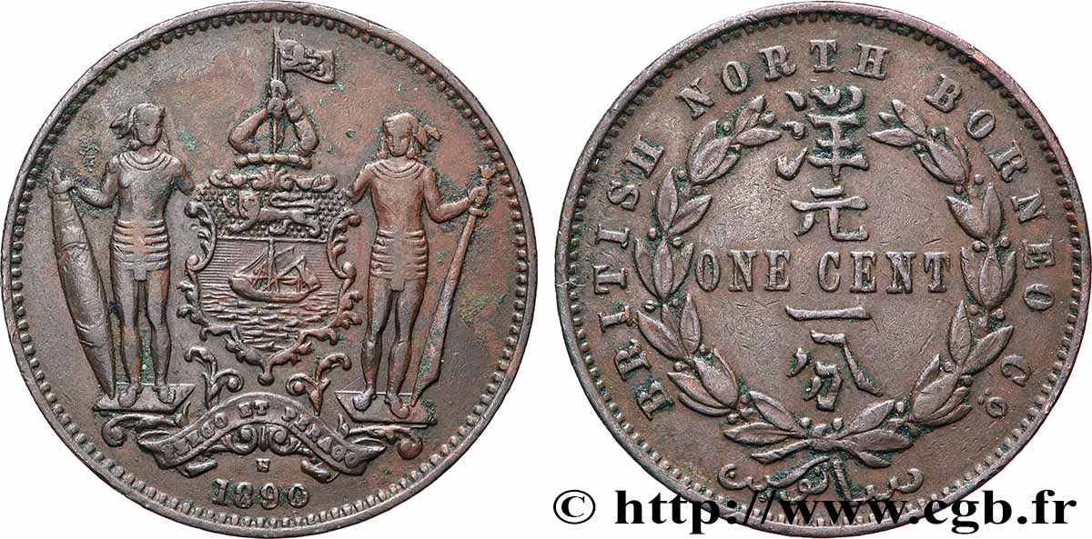 MALAISIE - BORNÉO DU NORD BRITANNIQUE 1 Cent 1890 Birmingham TB+ 