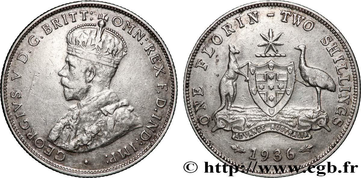 AUSTRALIE 1 Florin Georges V 1936 Melbourne TTB 