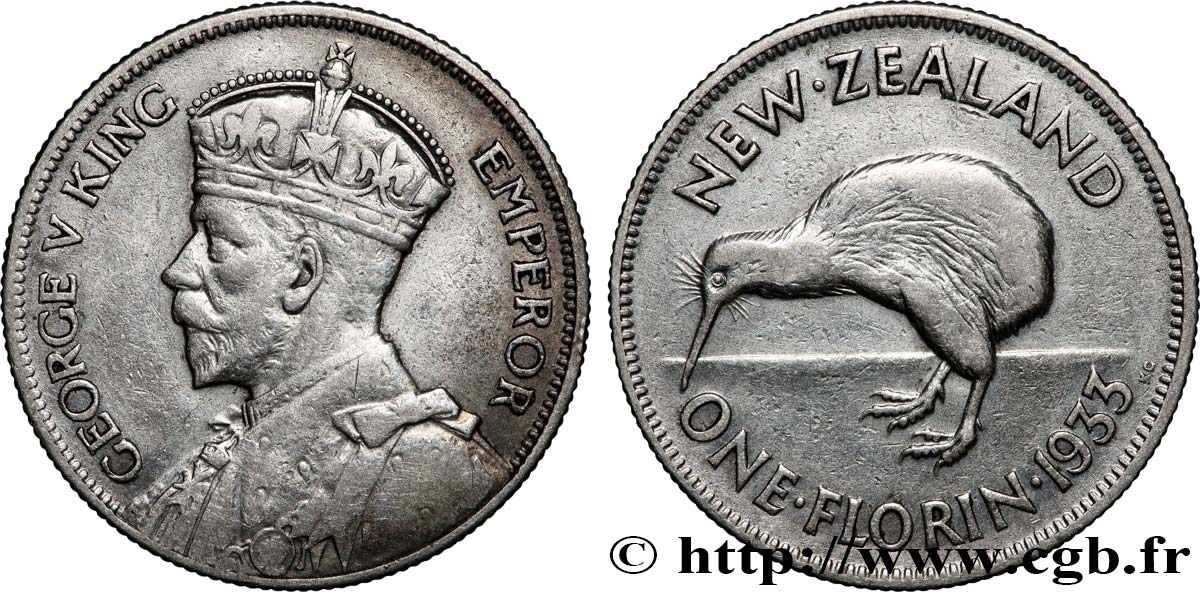 NOUVELLE-ZÉLANDE 1 Florin Georges V / kiwi 1933  TB 