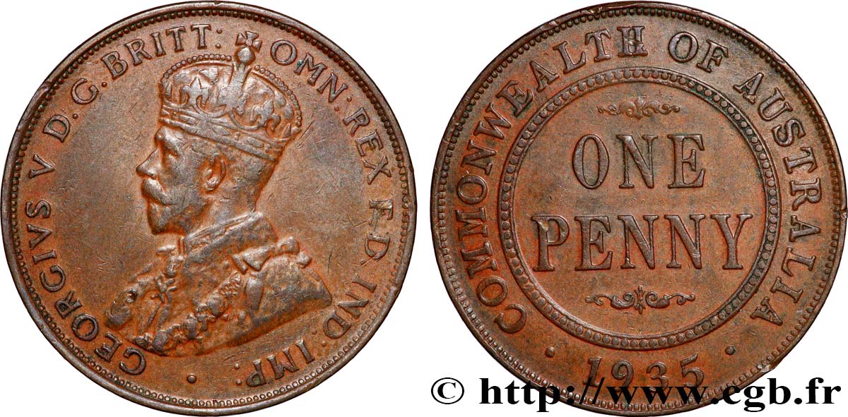 AUSTRALIE 1 Penny Georges V 1935 Melbourne TTB+ 