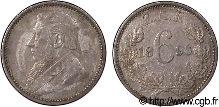 SOUTH AFRICA 6 Pence Kruger 1896  AU 