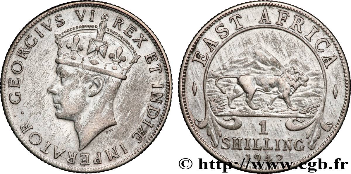 AFRIQUE DE L&nbsp;EST 1 Shilling Georges VI 1942 Bombay TTB 