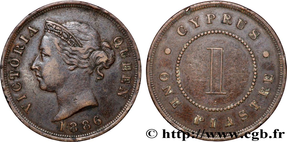 CHYPRE 1 Piastre Victoria 1886 Londres TTB 
