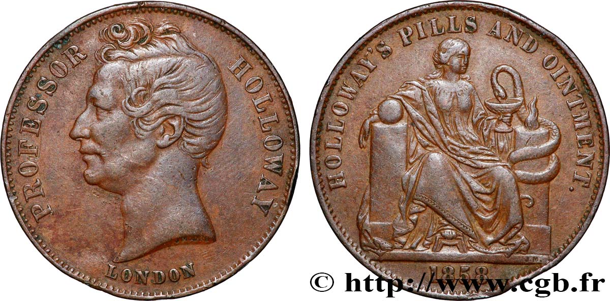 AUSTRALIA 1/2 Penny Token Professor Holloway 1858  XF 