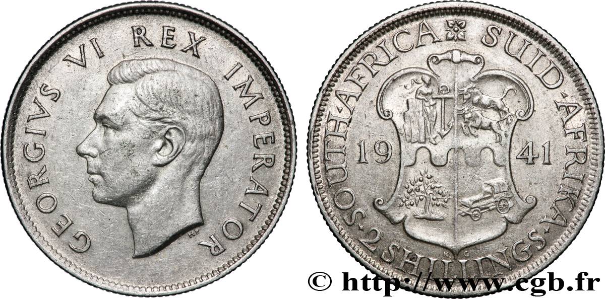 AFRIQUE DU SUD 2 Shillings Georges VI 1941 Pretoria TTB+ 
