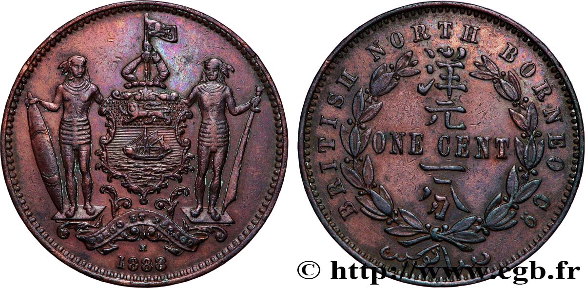 MALAISIE - BORNÉO DU NORD BRITANNIQUE 1 Cent 1888 Heaton TTB+ 