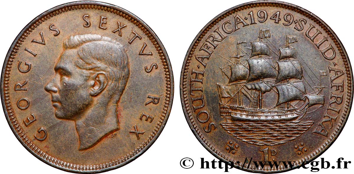 AFRIQUE DU SUD 1 Penny Georges VI 1949  TTB+ 