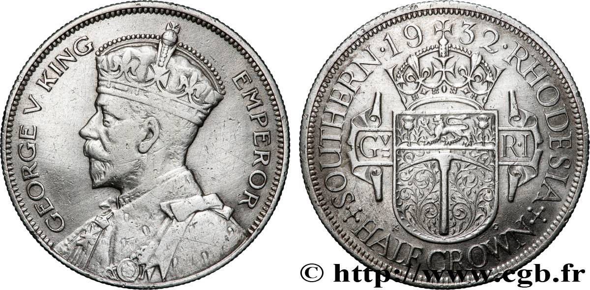 RHODÉSIE DU SUD 1/2 Crown Georges V 1932 Londres TB+ 