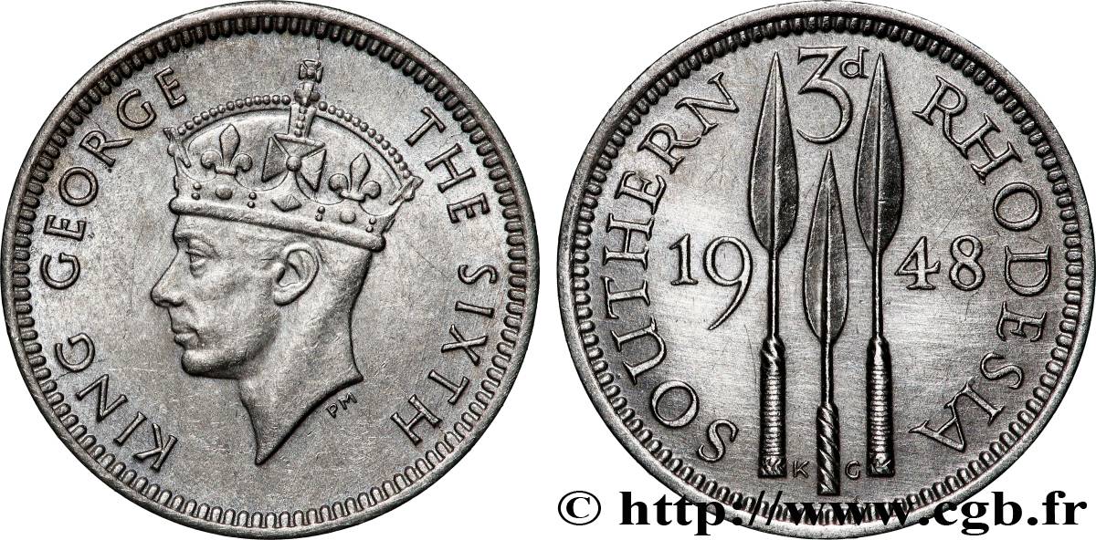 RHODÉSIE DU SUD 3 Pence Georges VI 1948 Londres TTB+ 
