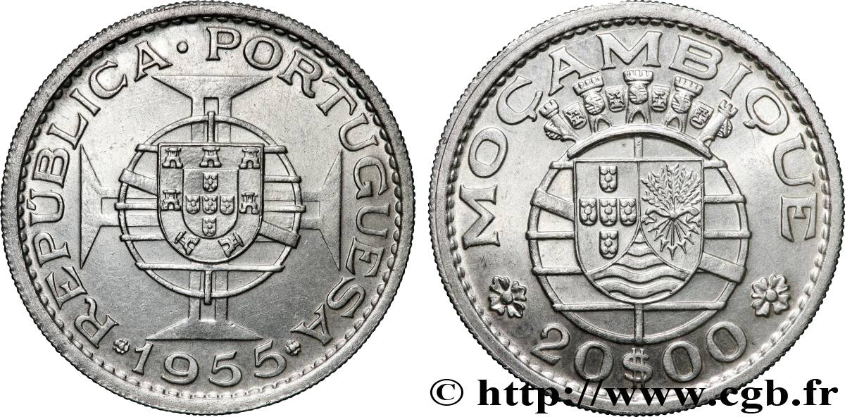 MOZAMBIQUE 20 Escudos colonie portugaise du Mozambique 1955 Lisbonne TTB+ 