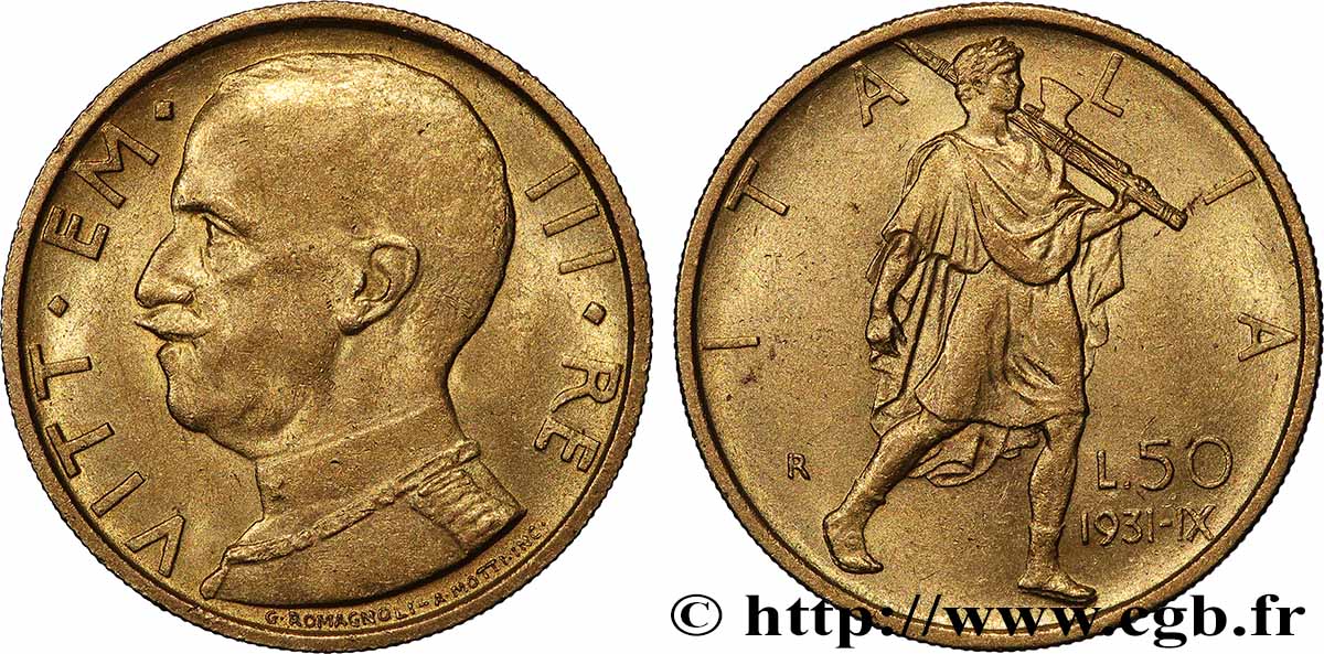 ITALIEN - ITALIEN KÖNIGREICH - VIKTOR EMANUEL III. 50 Lire 1931 Rome VZ 