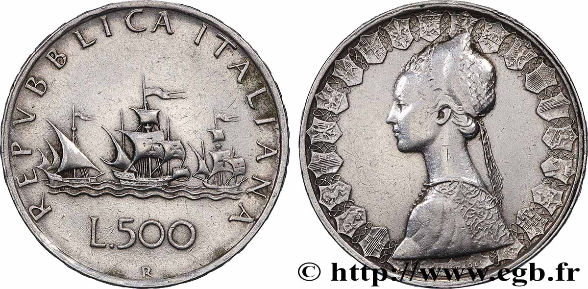 ITALIE 500 Lire “caravelles” 1960 Rome TTB 