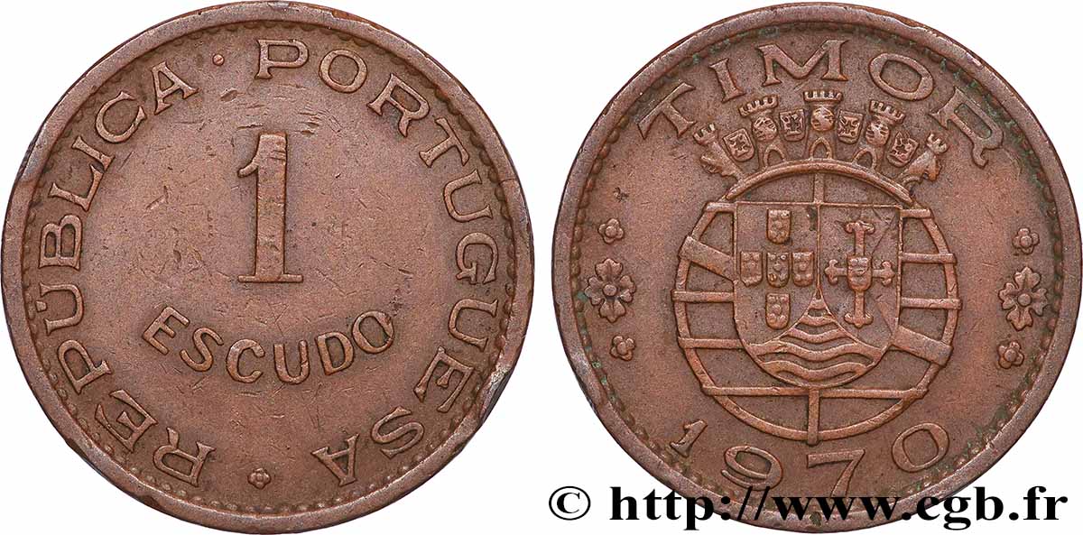 TIMOR 1 Escudo Colonie Portugaise 1970 Lisbonne TTB 