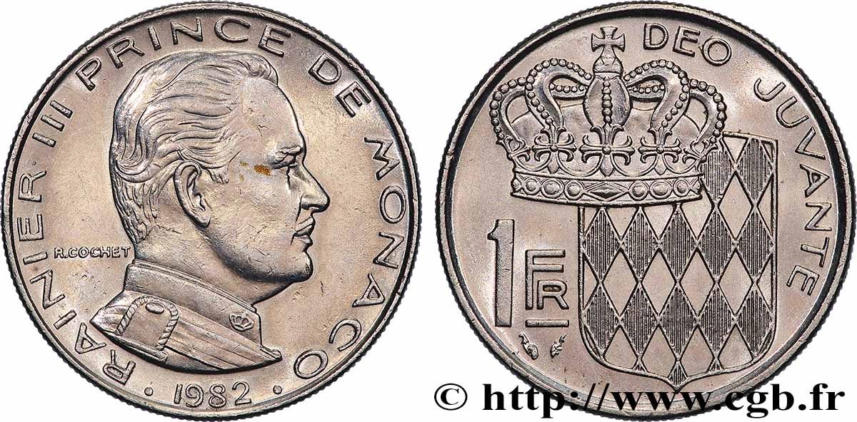 MONACO 1 Franc Rainier III 1982 Paris SUP 