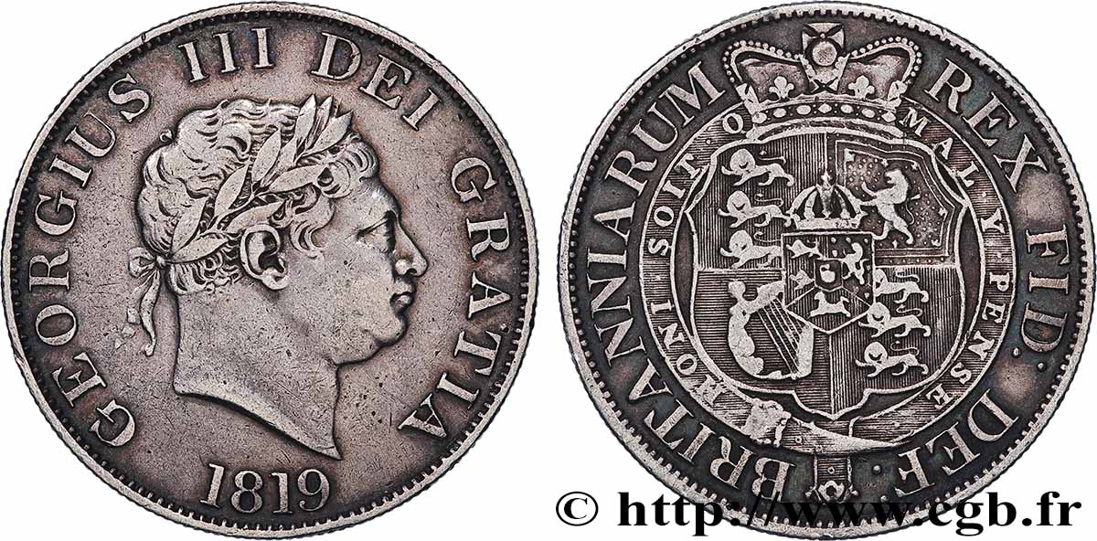 GROßBRITANNIEN - GEORG. III 1/2 Crown Georges III type à la petite tête 1819  SS 