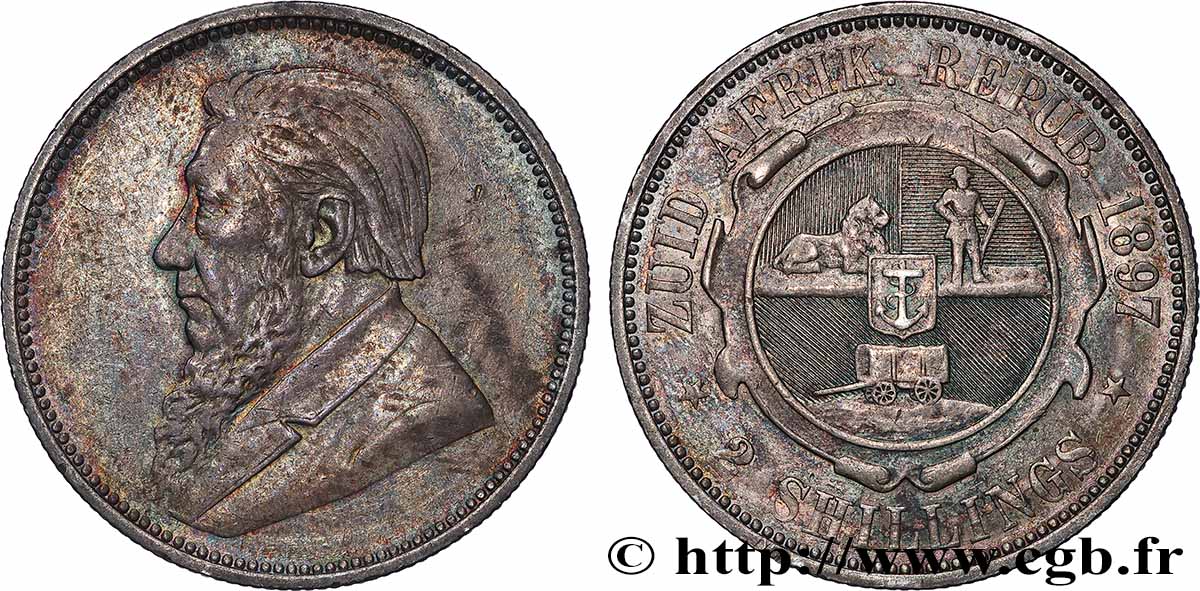 SüDAFRIKA 2 Shillings président Kruger 1897  fVZ 