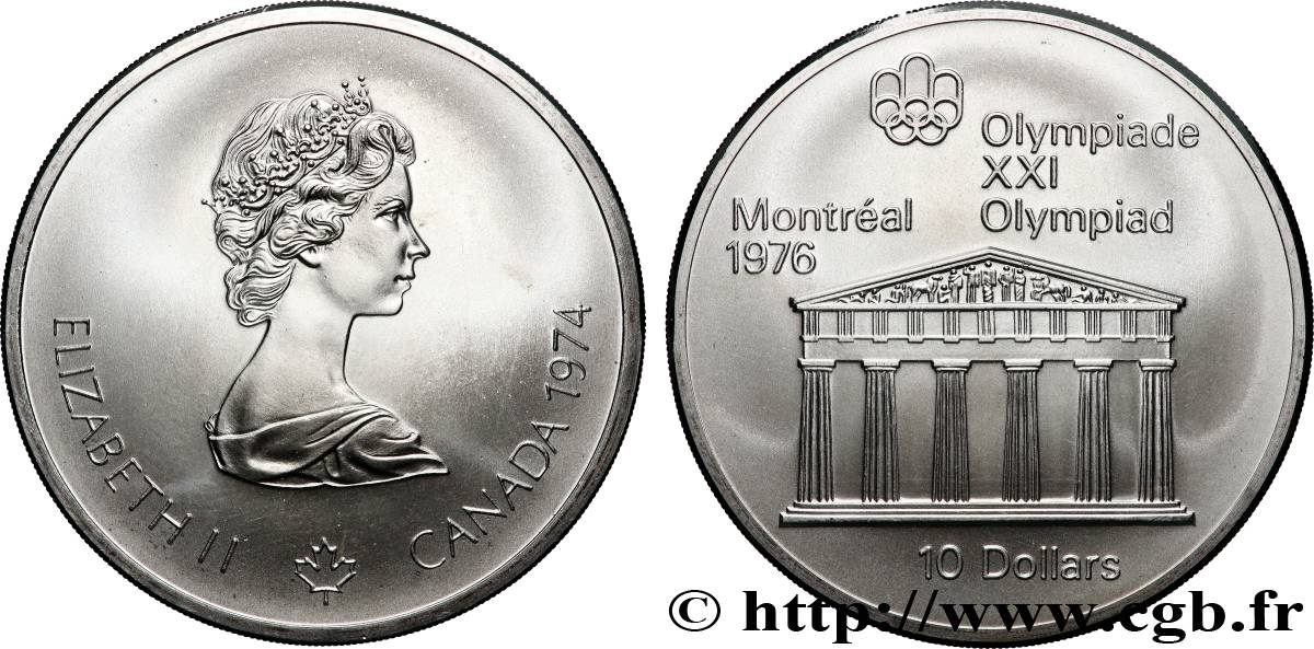 CANADA 10 Dollars JO Montréal 1976 temple de Zeus 1974 Ottawa MS 