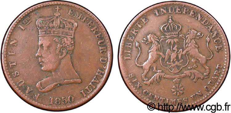 HAITI 6 Centimes 1/4 Empereur Faustin Ier 1850  VF 