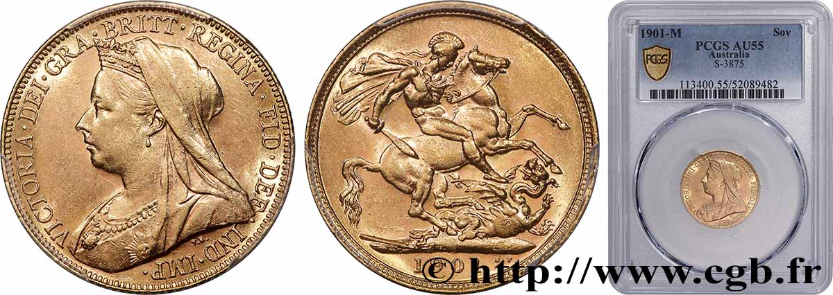 AUSTRALIE - VICTORIA 1 Souverain Victoria type “Old Head” 1901 Melbourne SUP55 PCGS