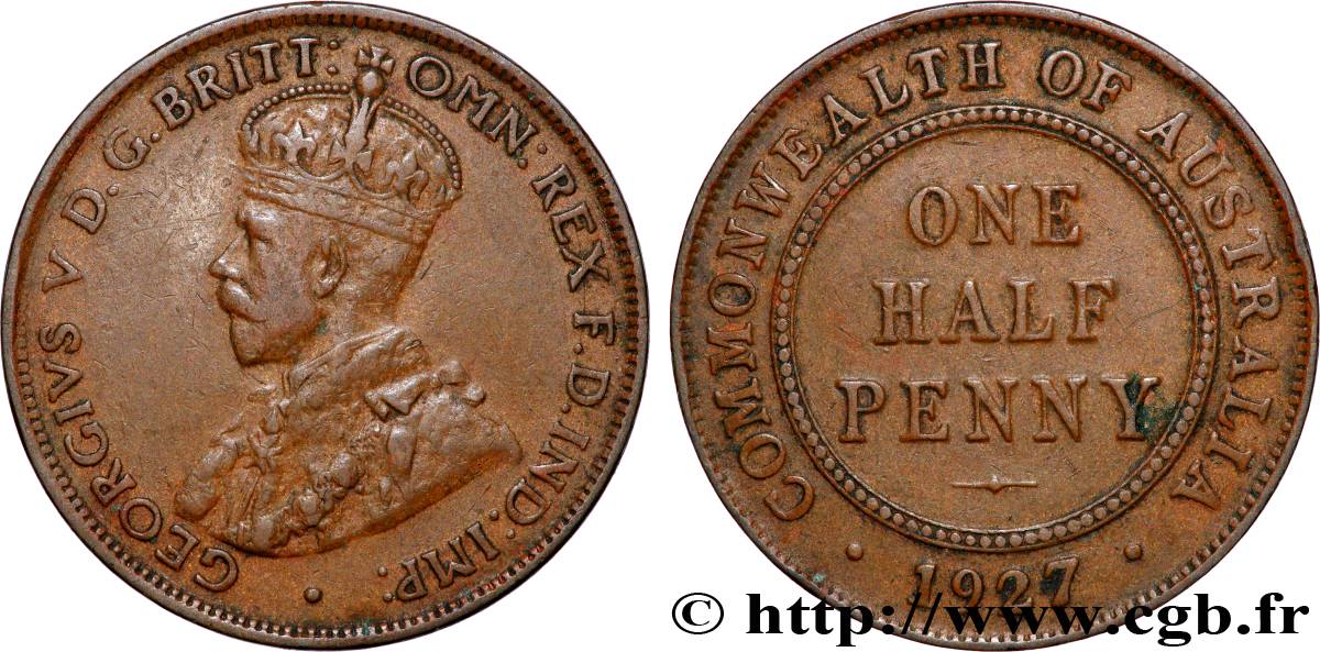 AUSTRALIE 1/2 Penny Georges V 1927 Melbourne TTB+ 