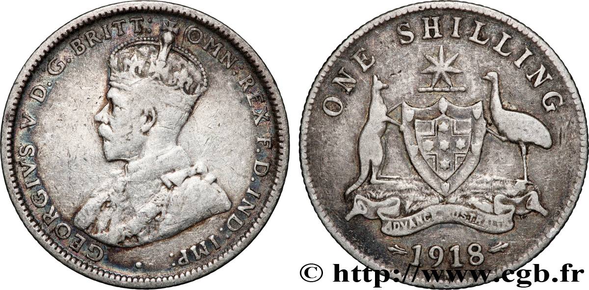 AUSTRALIE 1 Shilling Georges V 1918 Melbourne TB+ 