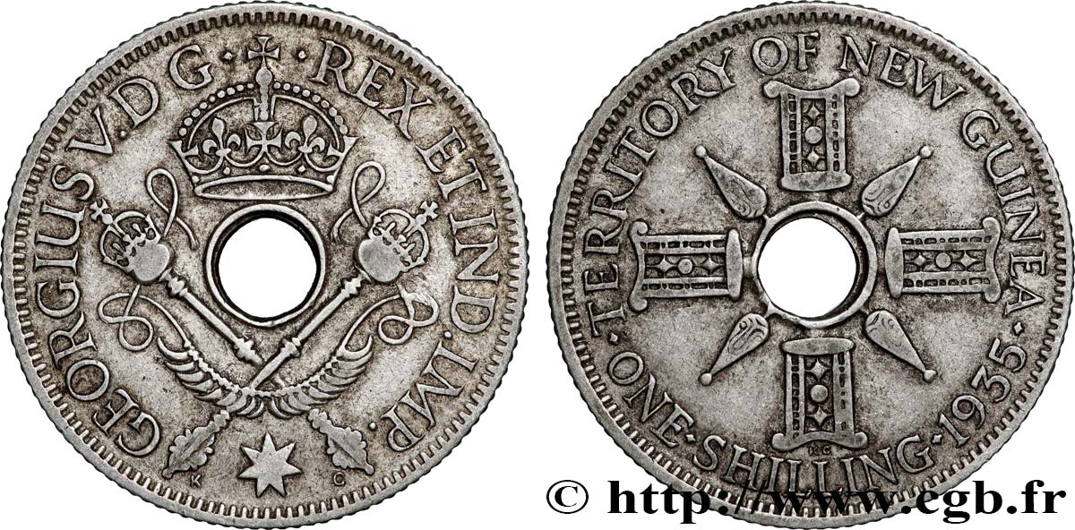 NOUVELLE GUINÉE 1 Shilling frappe au nom de Georges V 1935  TTB 