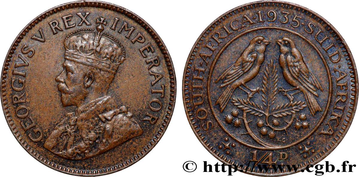 SOUTH AFRICA 1/4 Penny Georges V 1935 Pretoria AU 