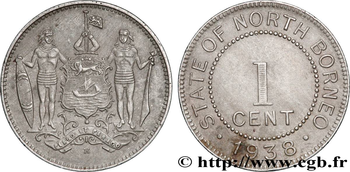 MALAISIE et BORNEO BRITANNIQUE 1 Cent State of North Borneo 1938 Heaton TTB+ 