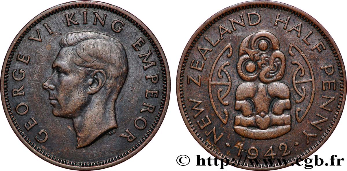 NEUSEELAND 1/2 Penny Georges VI 1942  SS 
