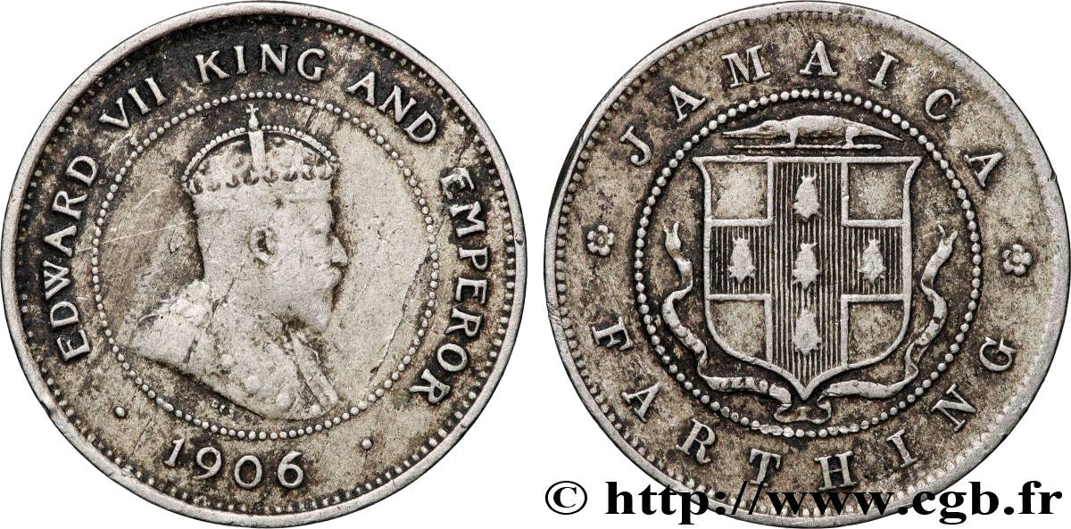 JAMAIKA 1 Farthing Édouard VII 1906  fSS 