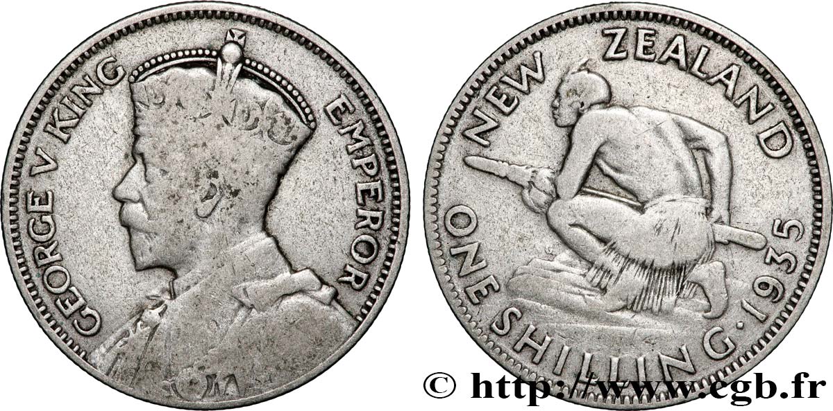 NOUVELLE-ZÉLANDE 1 Shilling Georges V 1935  TB+ 