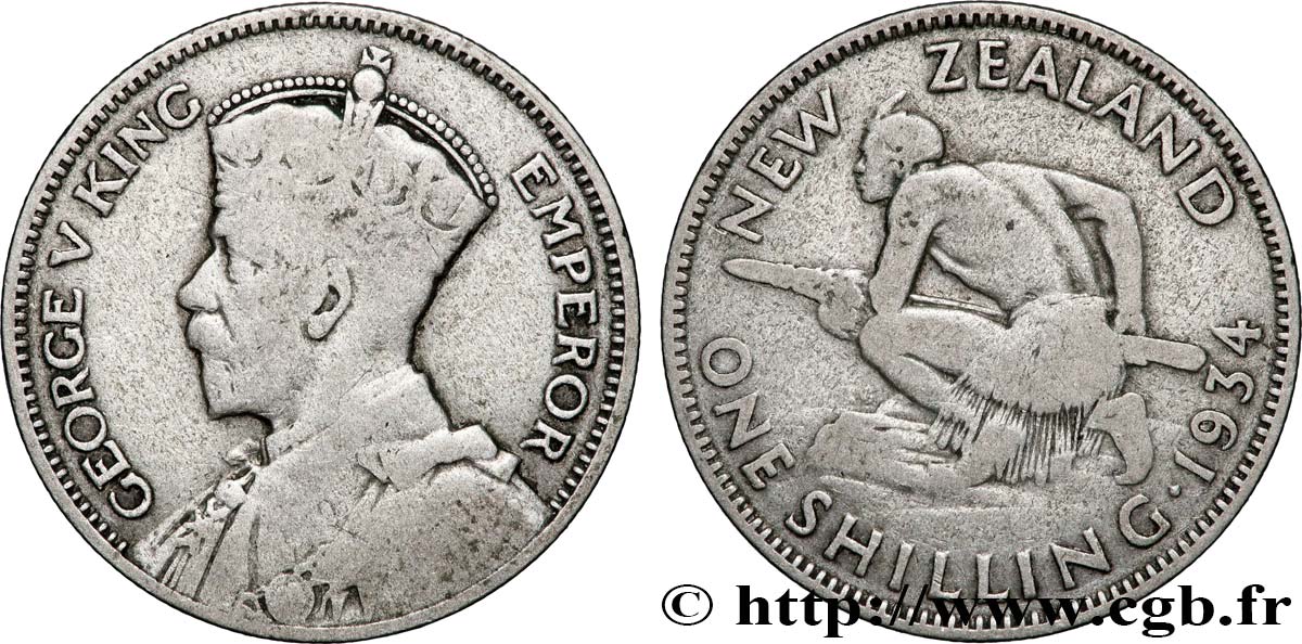 NOUVELLE-ZÉLANDE 1 Shilling Georges V 1934  TB+ 