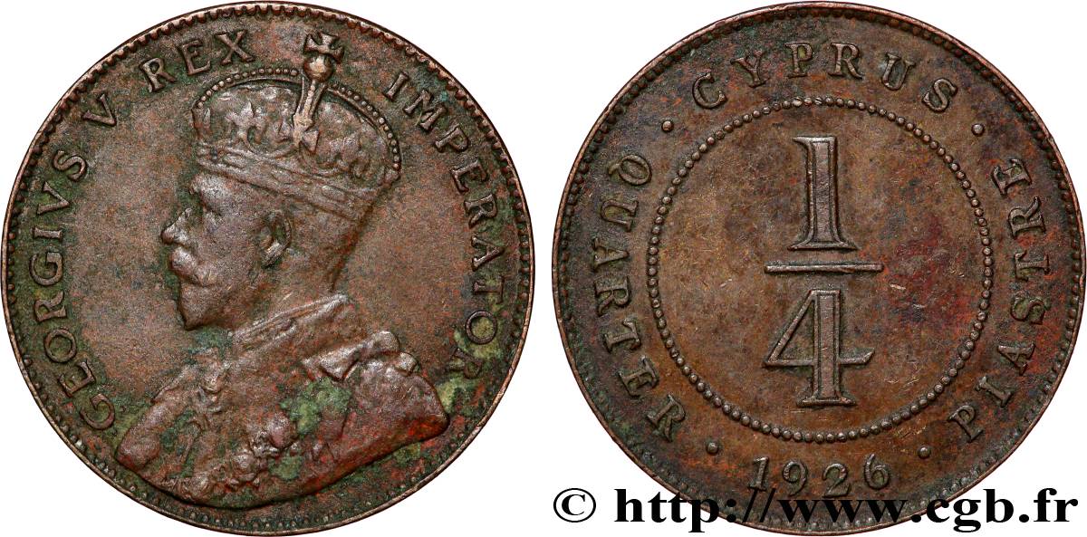 CHYPRE 1/4 Piastre Georges V 1926  TTB 