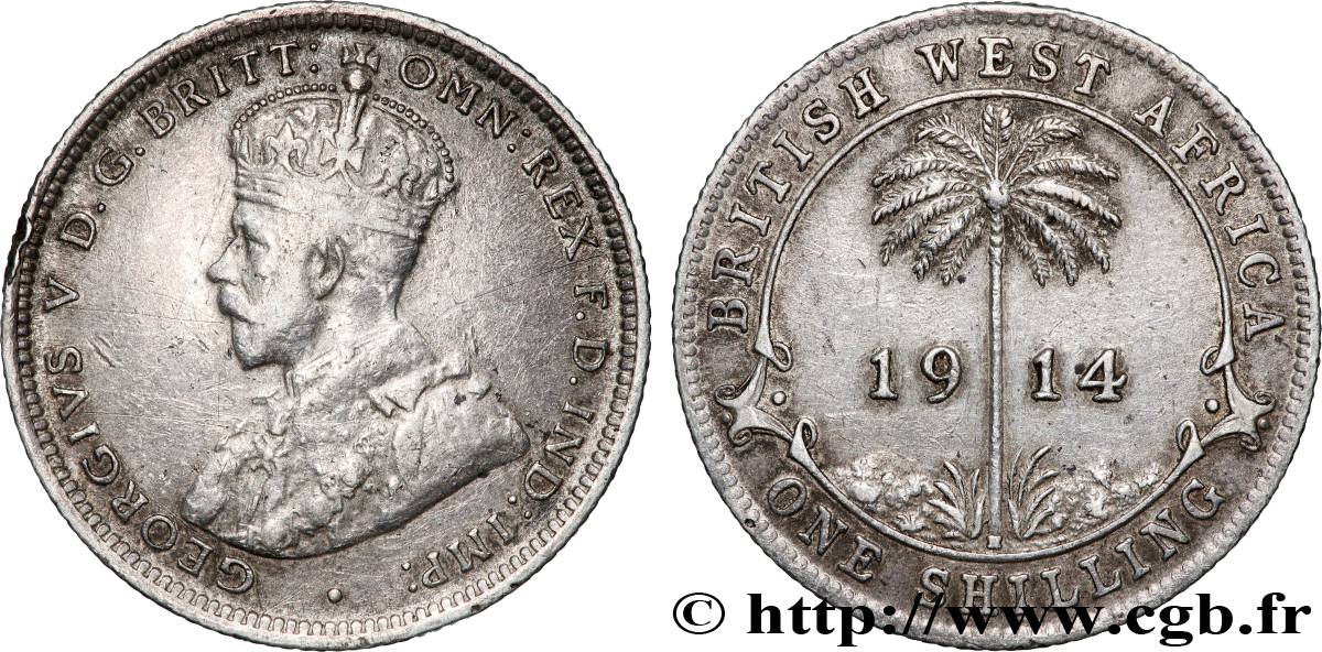 BRITISCH-WESTAFRIKA 1 Shilling Georges V 1914 Heaton fSS 