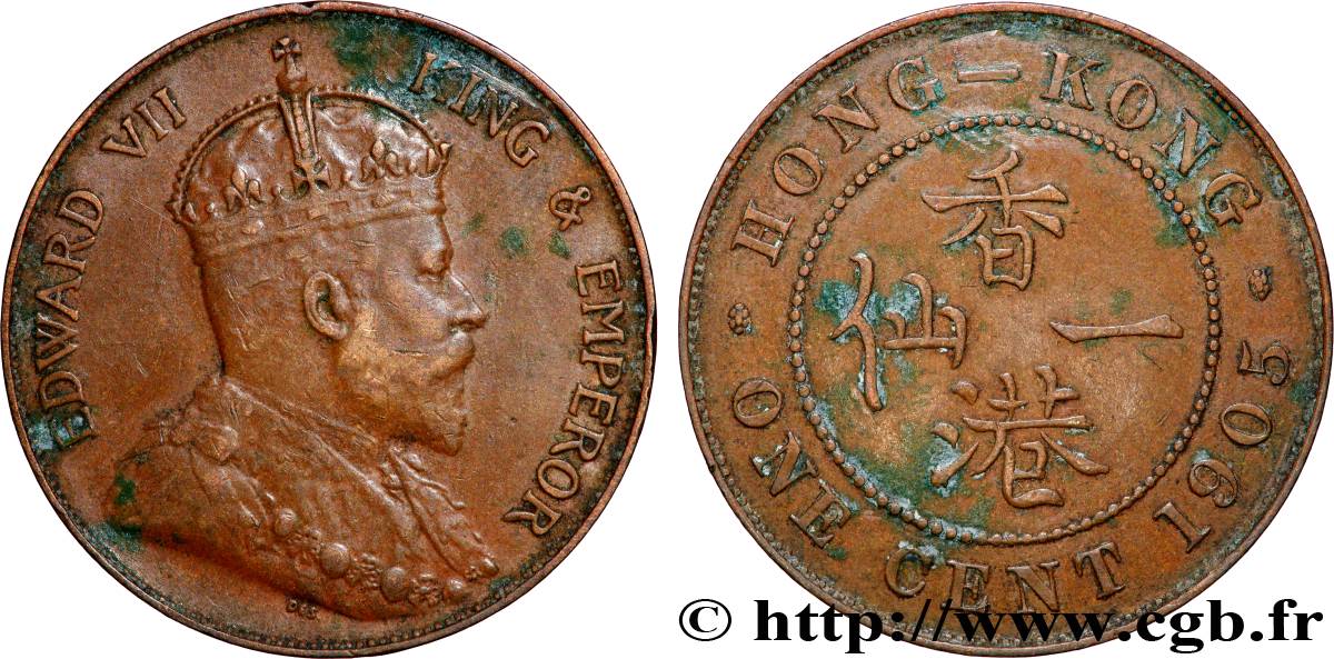 HONG KONG 1 Cent Edouard VII 1905 Londres TB+ 