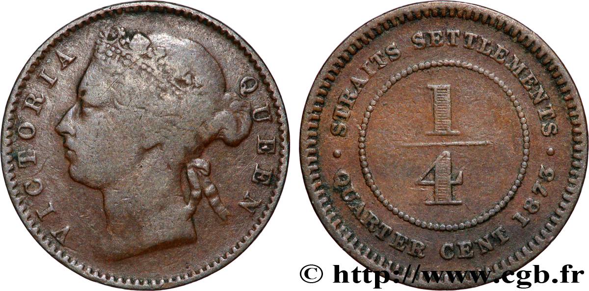 MALESIA - INSEDIAMENTI DELLO STRETTO 1/4 Cent Straits Settlements Victoria 1873  q.BB 